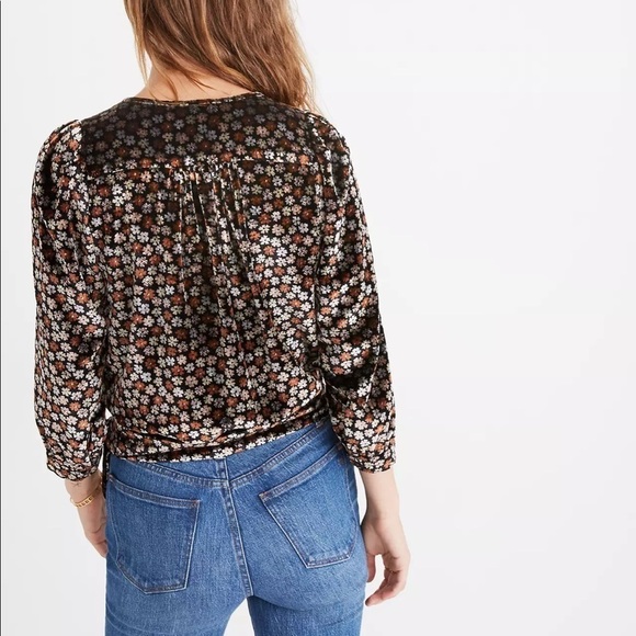 Madewell Velvet Wrap Top in Petite Blooms - Picture 3 of 11